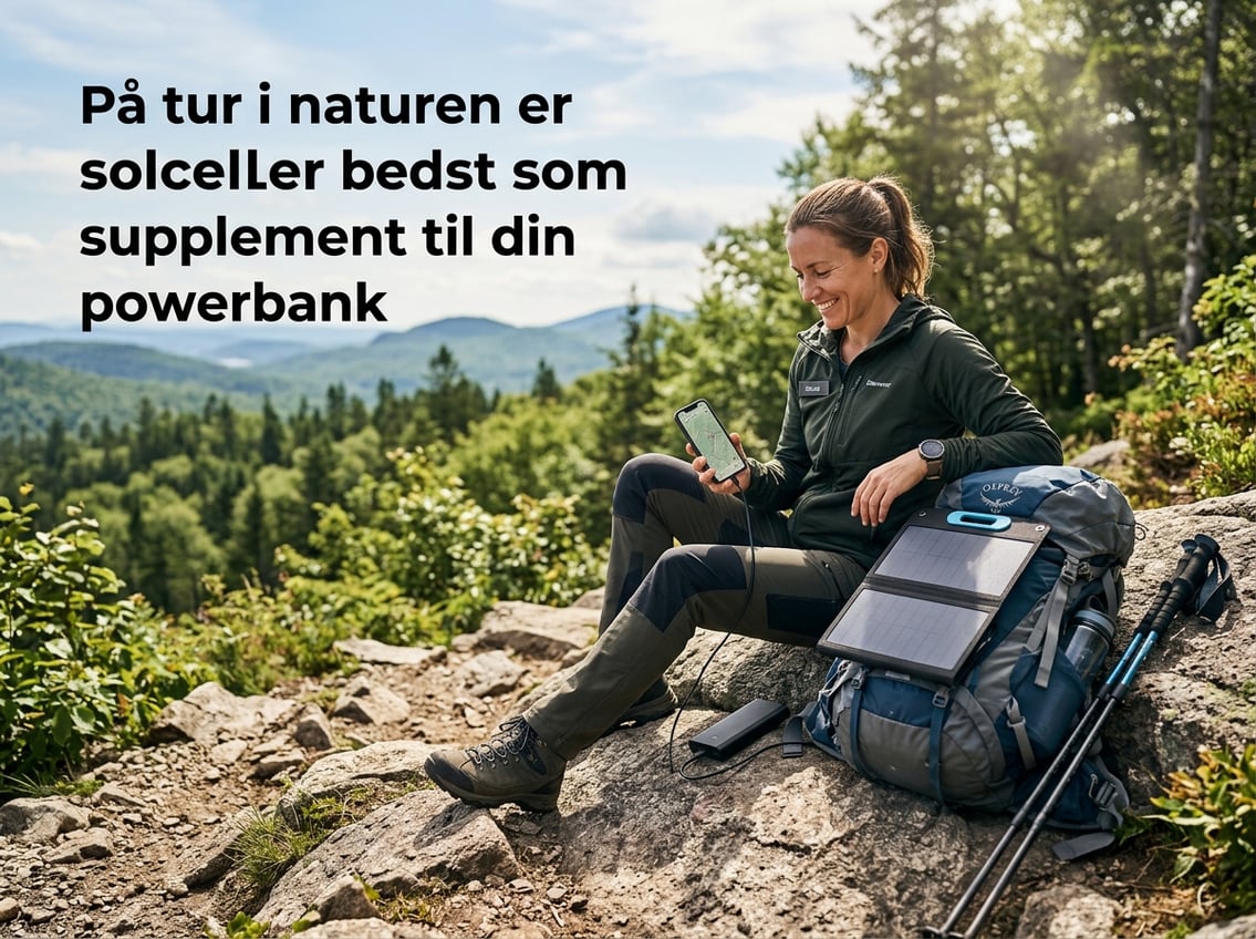 På tur i naturen er solceller bedst som supplement til din powerbank